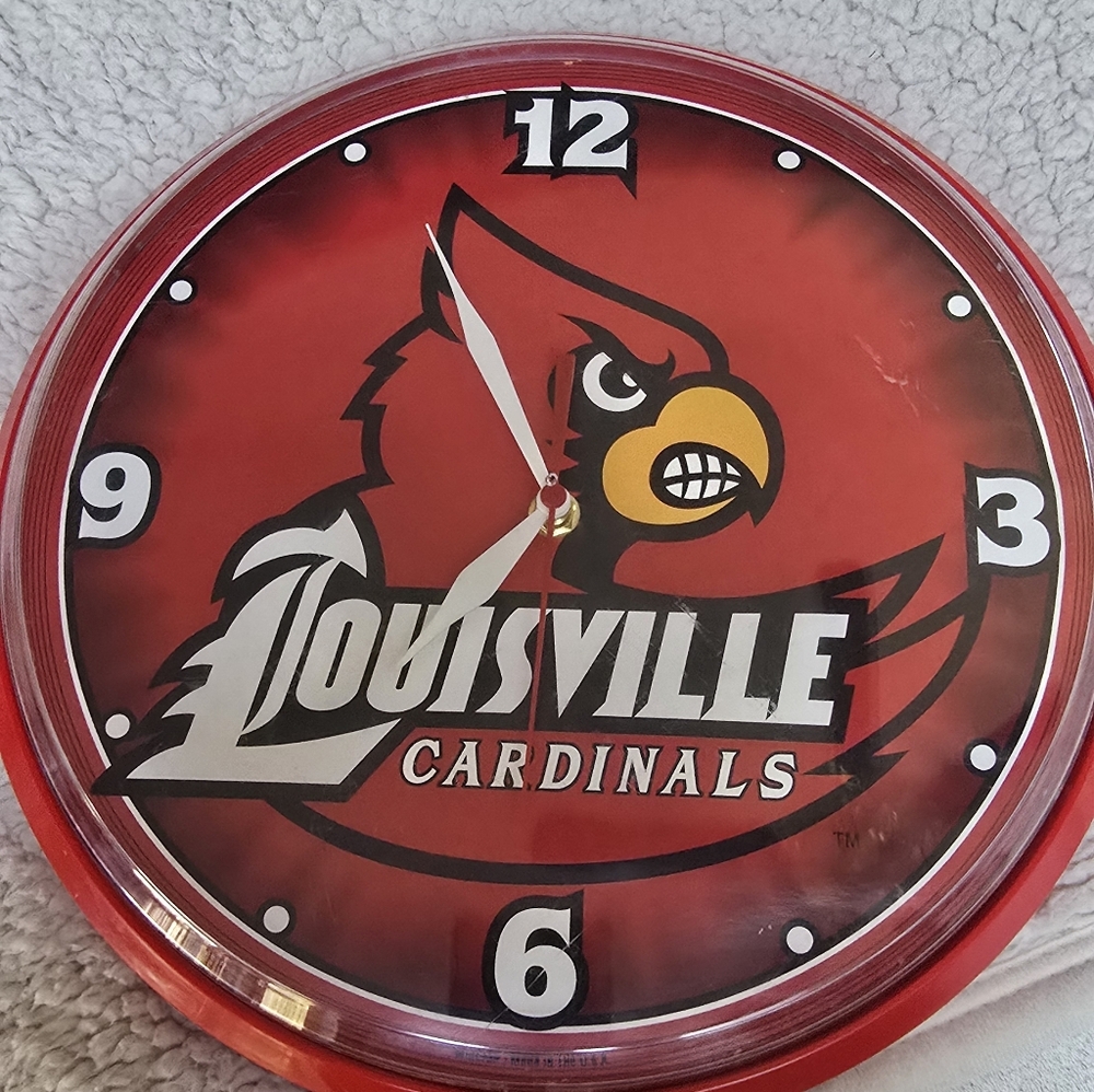 Louisville Cardinals Red Wall Clock